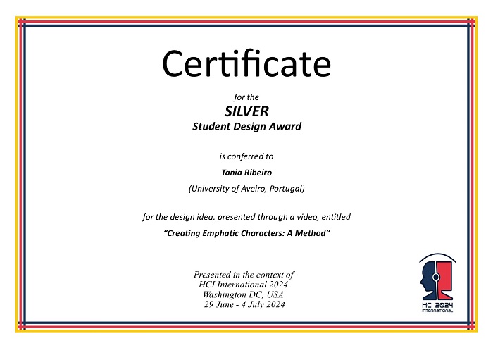 Certificate for the SILVER student design award. Details in text following the image