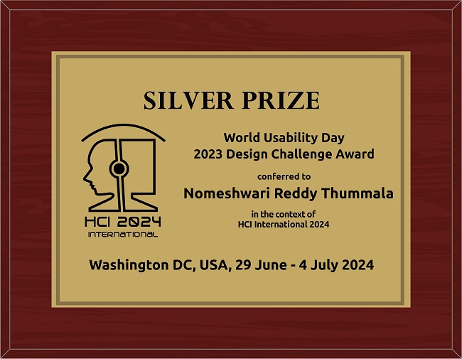 World Usability Day 2023 Design Challenge SILVER Award. Details in text following the image.